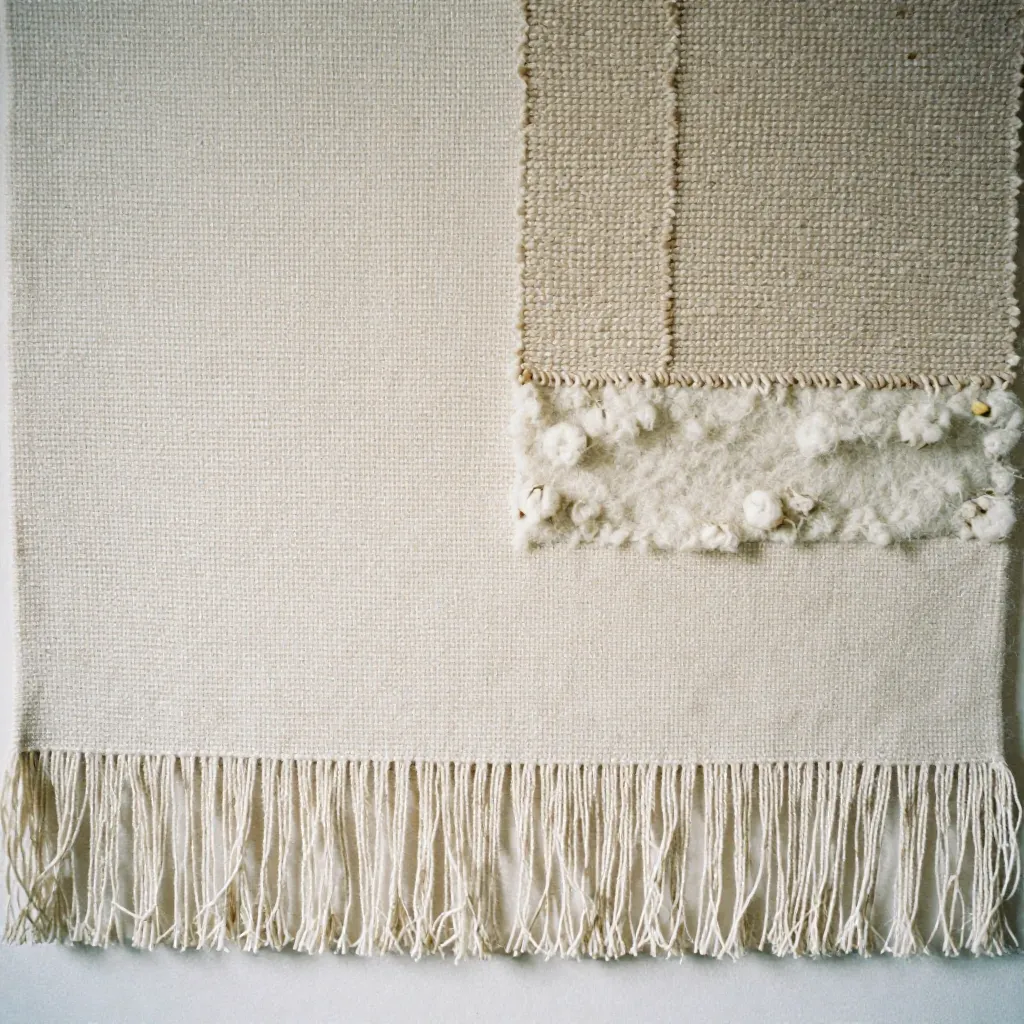 Handwoven fiber art tapestry