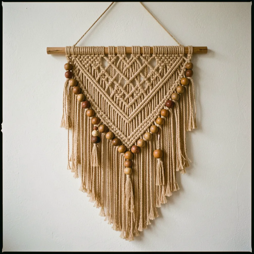Intricate macramé wall hanging